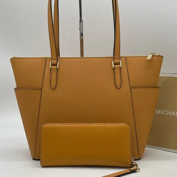 Michael Kors Large Charlotte Tote Bag & Continental Wallet Wristlet